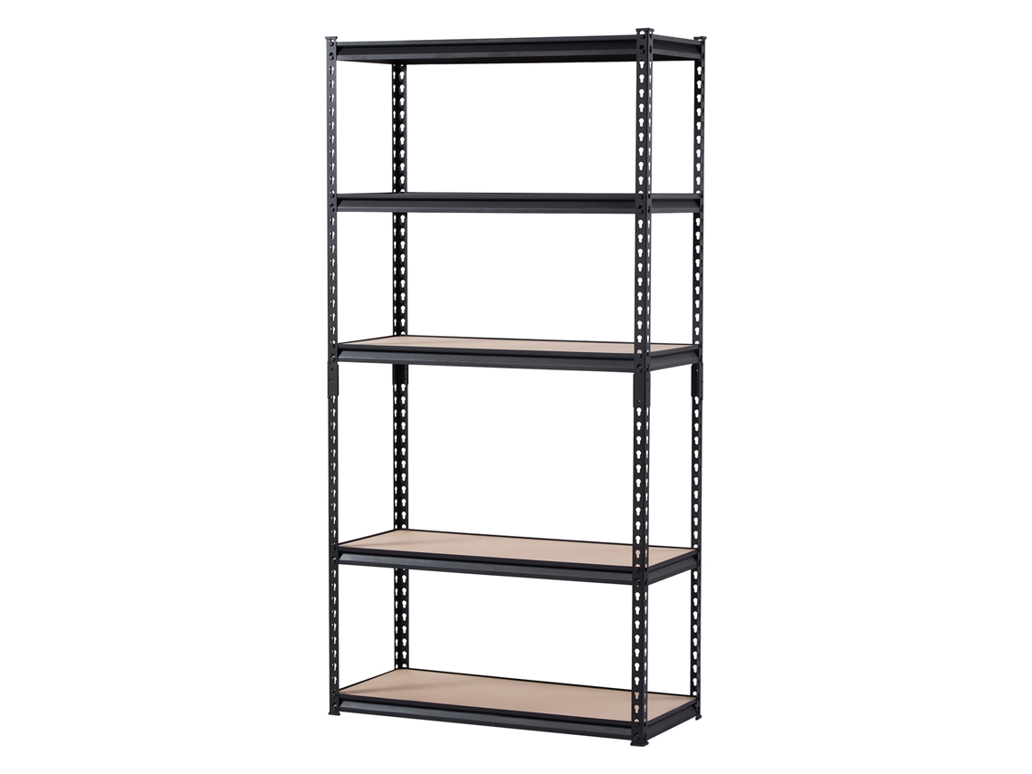 Prateleiras de Armazenamento 5 Níveis 406 X 914 1813 Mm Capacidade Carga Total 907 Kg, Metal e Mdf Ajustáveis para Garagem, Cozinha, Depósito, Porão,