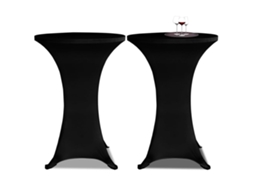 Toalha De Mesa Elástica Ø80, Preta / 2 Peças