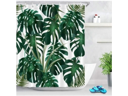 Cortina De Banho Folhas De Palmeira Tropical 150x180 Cm - Poliéster Lavável