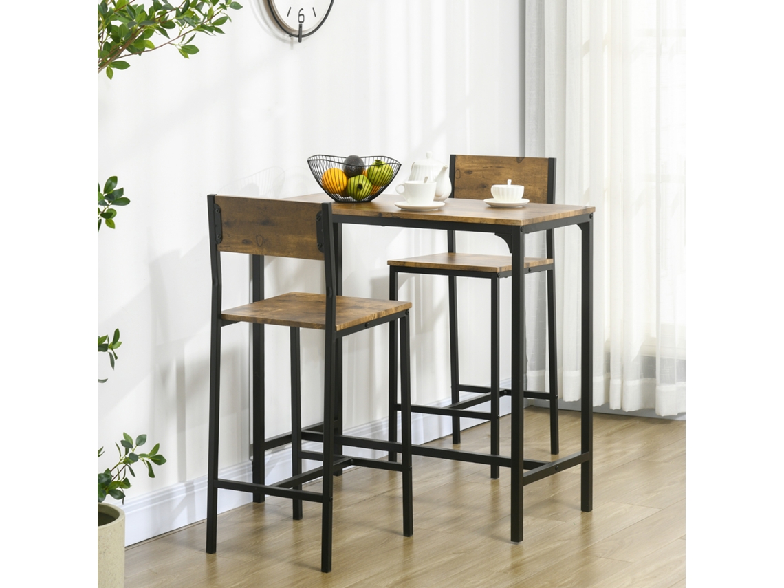 Conjunto De Mesa De Bar E Bancos, Material: Mdf, Metal