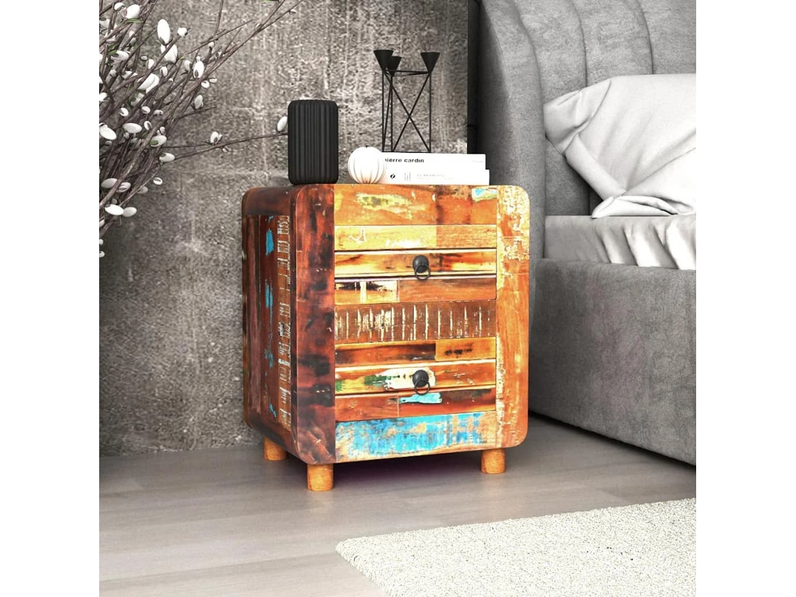 Vidaxl Mesa De Cabeceira 43x33x51 Cm Madeira Reciclada Maciça