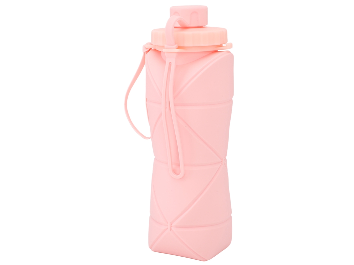 Mali garrafa de Água Silicone Plegável com Tampa Anti vazamento para Viagem Ginástica Caminhada Esportes Rosa 600ml