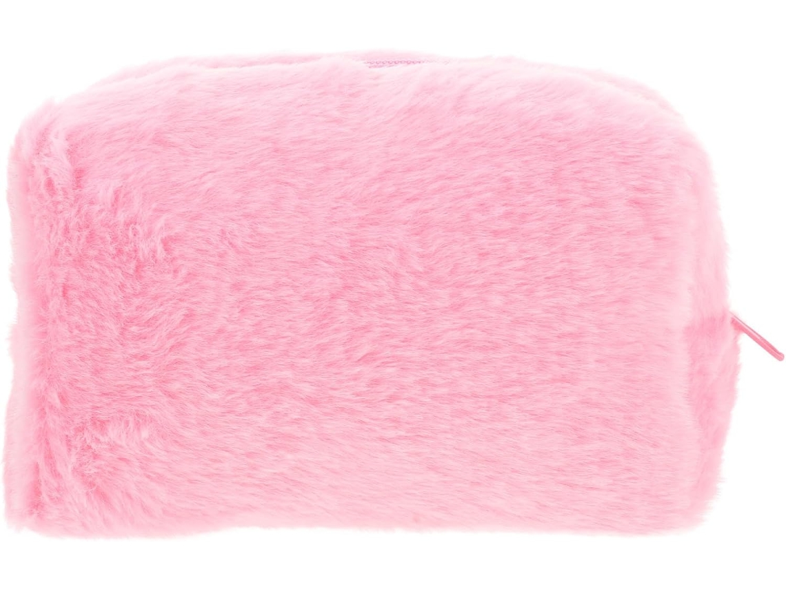 Nécessaire Multifuncional De Pelúcia Rosa Para Viagem