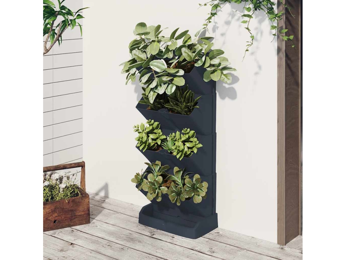Vidaxl Conjunto Floreira Vertical 4 Pcs Polipropileno Antracite