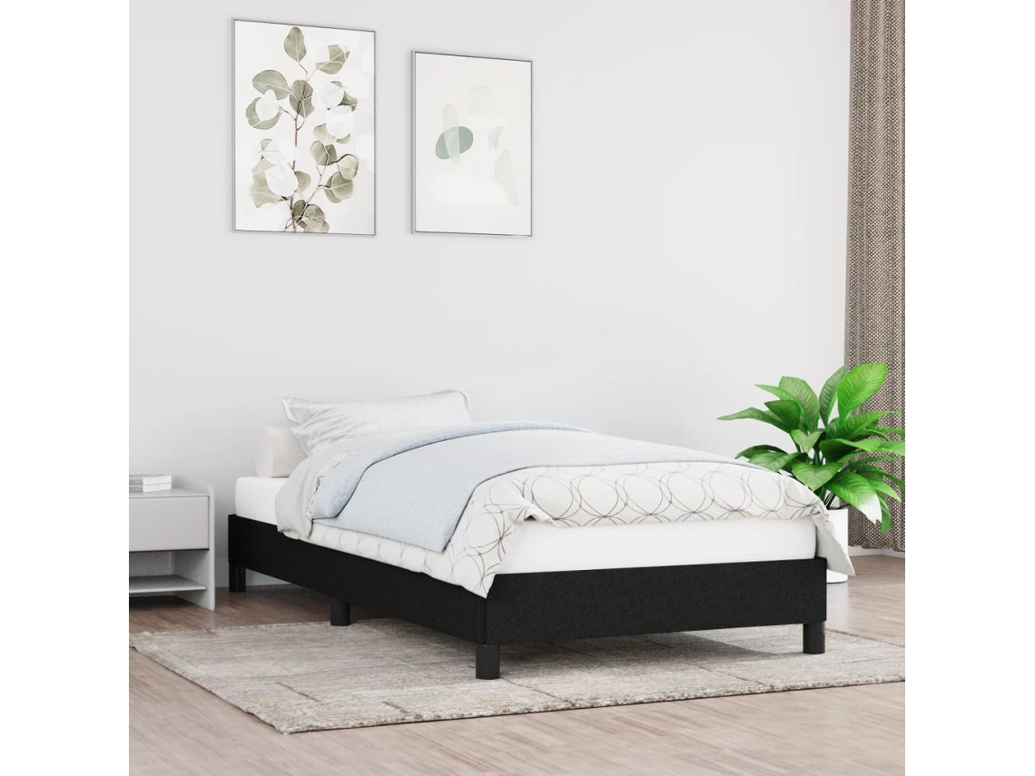 Estrutura de cama sem colchão 80x200 cm tecido preto