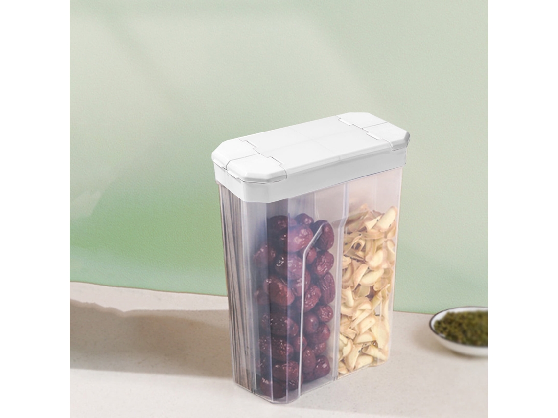 Recipiente Hermético Para Cereais E Grãos 2l - Organizador De Cozinha Transparente Com Compartimentos