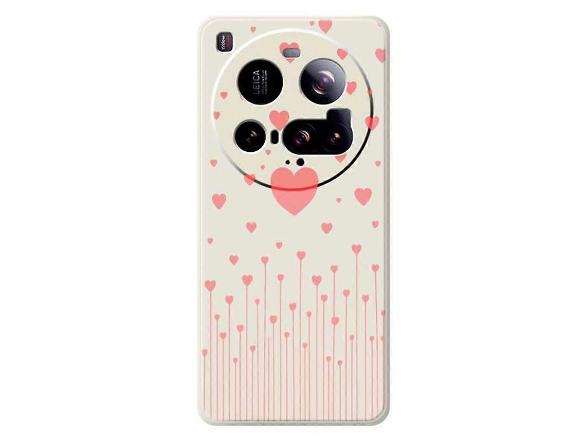 Capa Tkdaddy Para Xiaomi 15 Ultra Com Estampa De Amor Rosa E Bordas Retas Em Tpu, Capa Traseira Bege