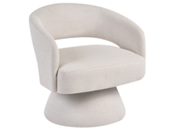 Sillón Giratorio Beliani Eidal De Tela Blanco 68x68x71