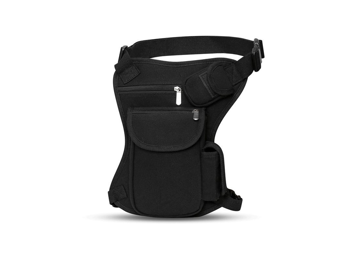 2026-bolsa De Cintura E Perna Linjou Canvas Desportiva Moto Outdoor Preta 9x12.6x2.4"