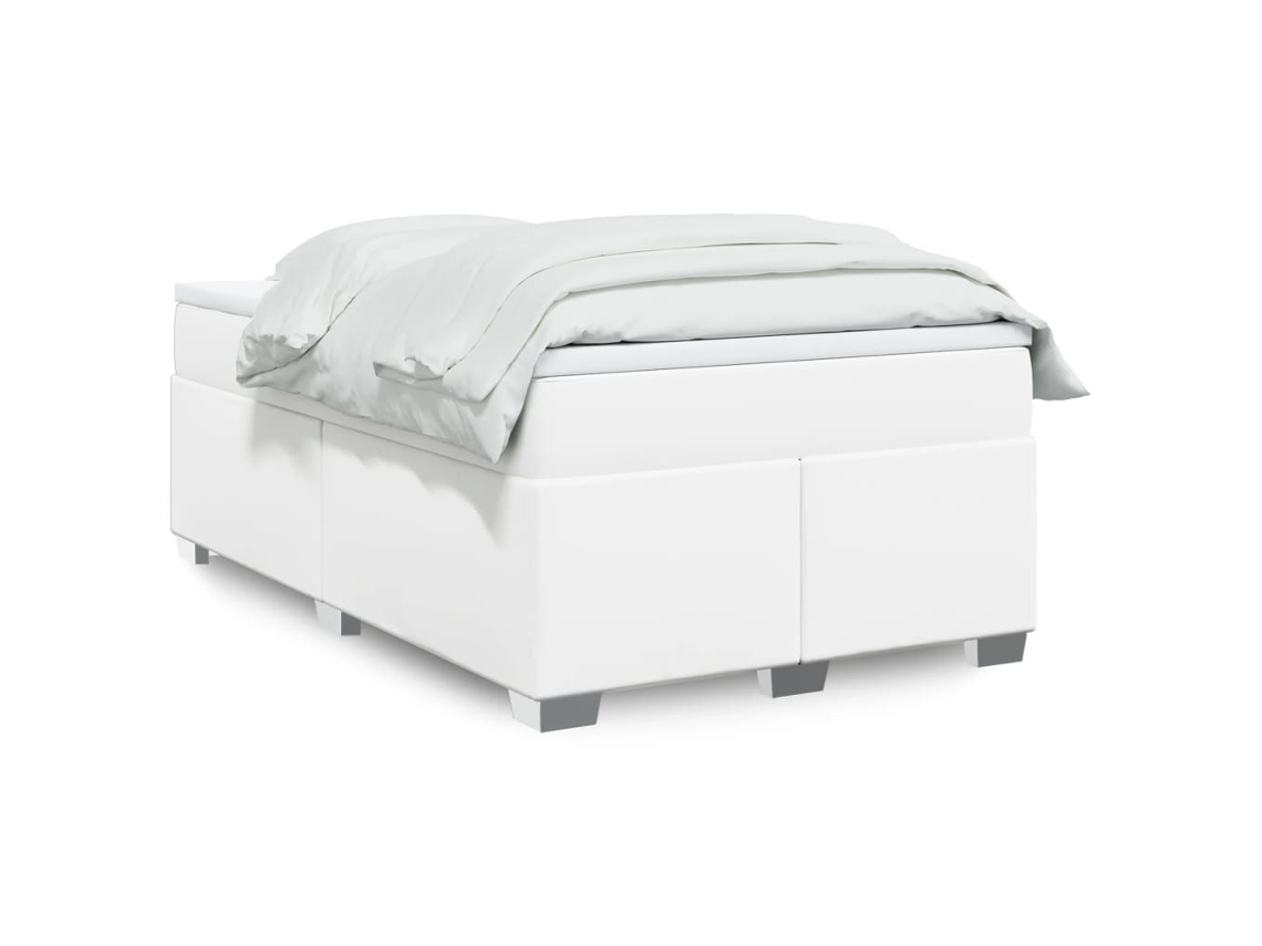 Vidaxl Cama Com Molas/colchão 120x200 Cm Couro Artificial Branco