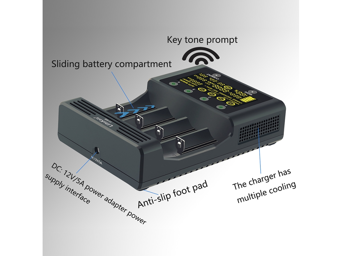 Liitokala Lii 600 Cargador de Batería Portátil de 4 Ranuras para Li ion 3,7 V Ni mh 1,2 V 18350 16340 14500 Aa Aaa