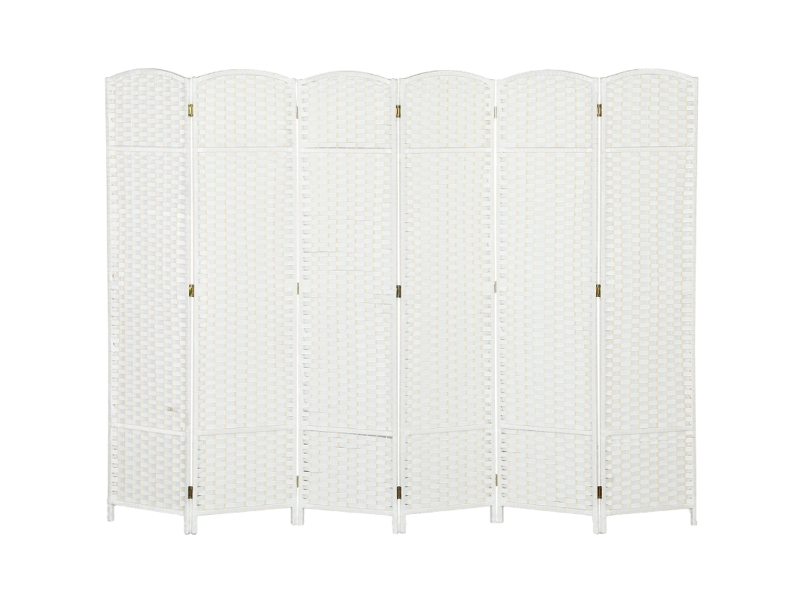 Paravente 6 Peças Branco Dobrável Para Sala Quarto Home Office