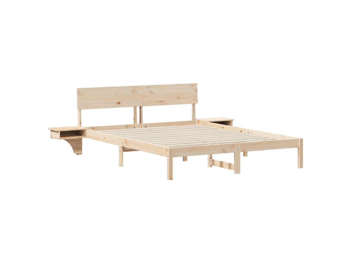 Conjunto 1 Estrado De Cama Plataforma Vidaxl Castanho Madeira De Pinho Maciça (160 X 200 Cm)