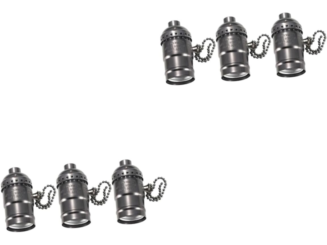 Conjunto De 6 Luminárias Retrô Com Cordão, Design Exclusivo, Base Na Cor Preta Perolada Para Lâmpada Gokoco