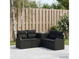 Vidaxl Conjunto De Sofás 5 Unid. Preto Rattan Poliéster E Aço
