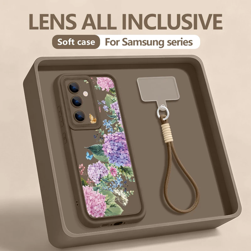 Capa Para Celular Galaxy S25 Ultra Com Estampa Floral E Cordão Macio.