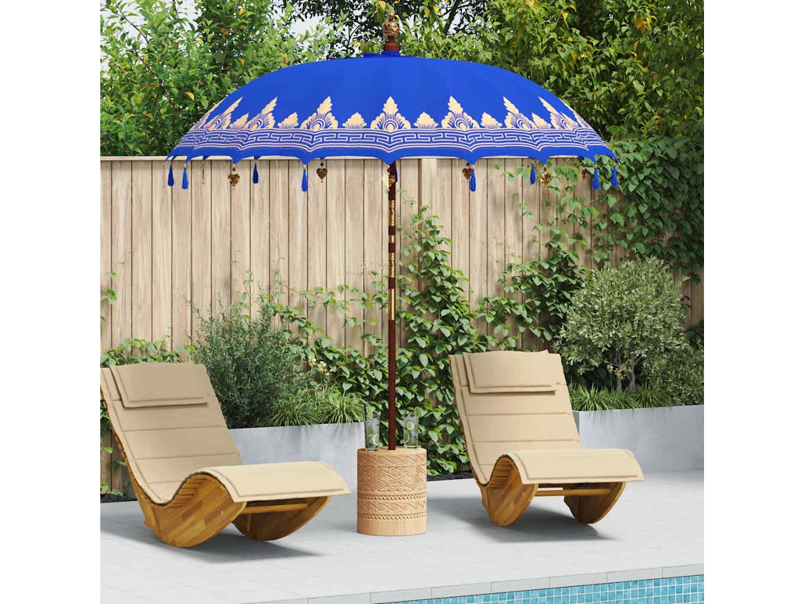 Vidaxl Parasol Balinês Com Base Azul 215 X 215 X 260 Cm