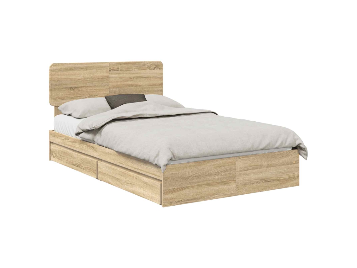 Cama com Armazenamento com Gaveta Carvalho Sonoma 135x190 cm MAISON EXCLUSIVE