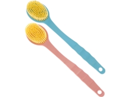 Conjunto Galpada Com 2 Escovas De Banho Cabo Longo Em Pp Pbt Para Limpeza Profunda Do Corpo E Esfoliação