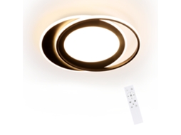 Rodada Led Plafon 66W Moderno 48 5Cm Quarto Preto Regulável com Controle Remoto Sala de Estar para Cozinha Corredor Escritório NETTLIFE