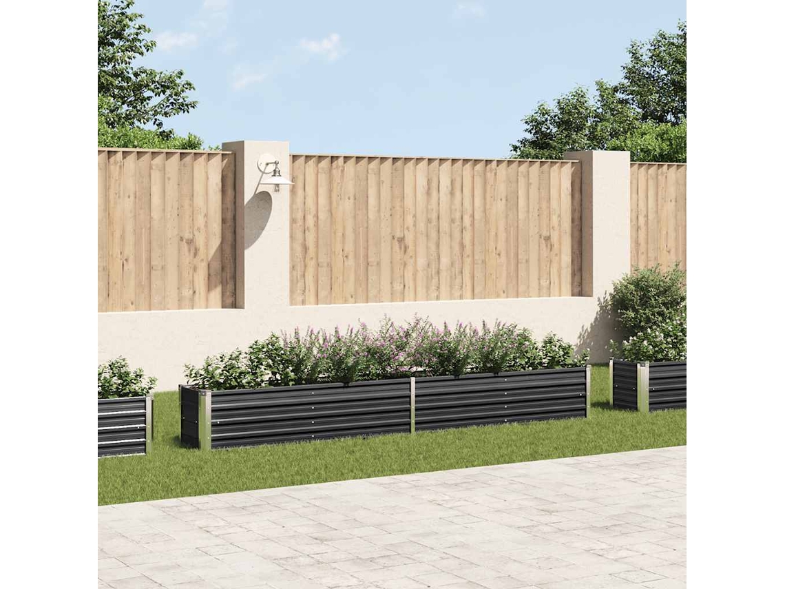Vidaxl Canteiro Elevado Jardim Aço Galvanizado 320x40x45 Cm Antracite