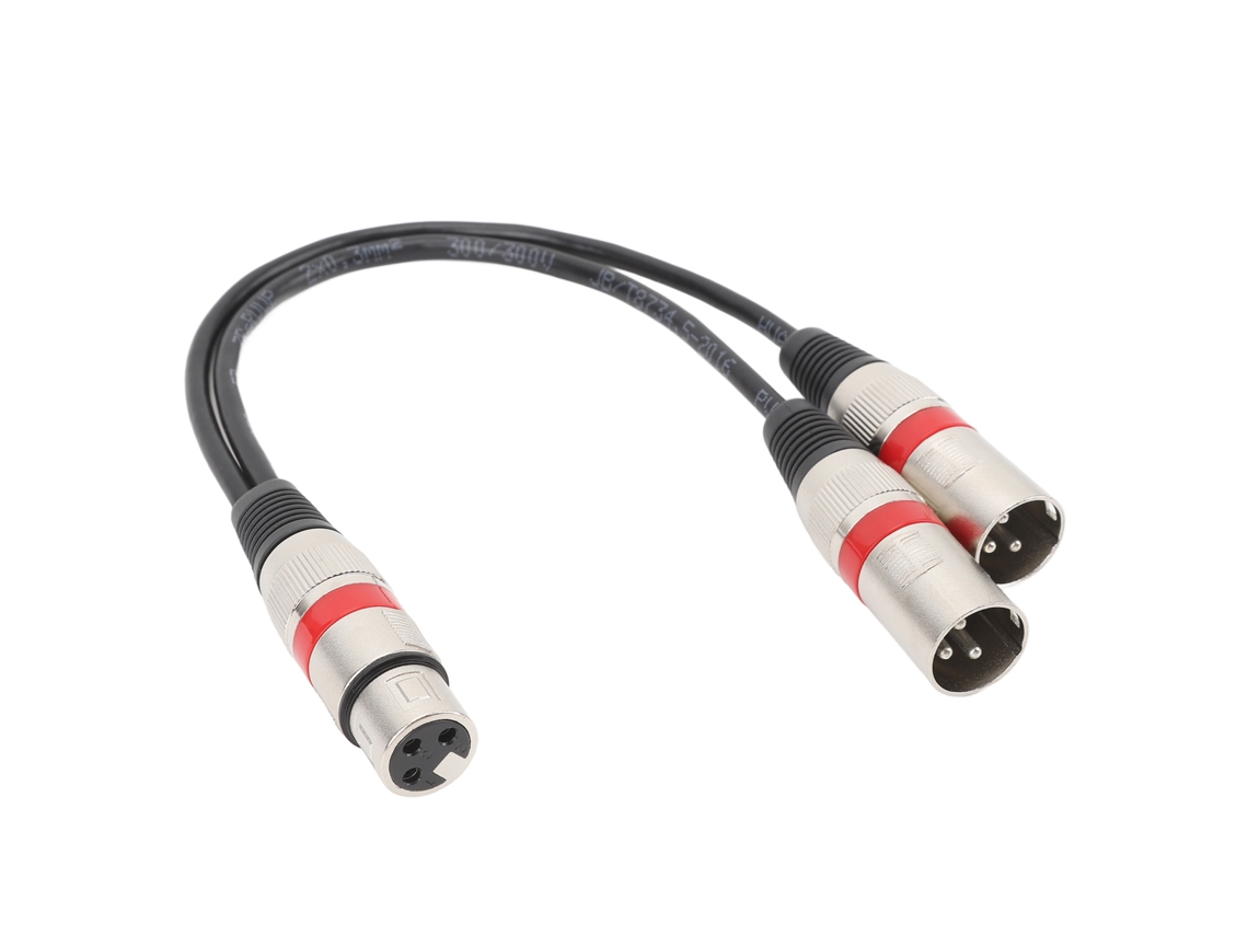 Cabo divisor XLR OFC de 22 AWG e 11,8 polegadas, 1 XLR fêmea a 2 XLR macho para equipamentos de áudio