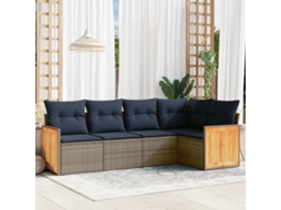 Vidaxl Conjunto De Sofá De Jardim De 5 Peças Com Almofadas Em Rattan Sintético Cinza