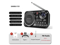 Rádio Fm Bluetooth 5.0 Alto Falante Mini Rádio Portátil Para Idosos Hifi Tf/usb Mp3 Player De Música Suporte Para Gravação De Fone De Ouvido Slowmoose