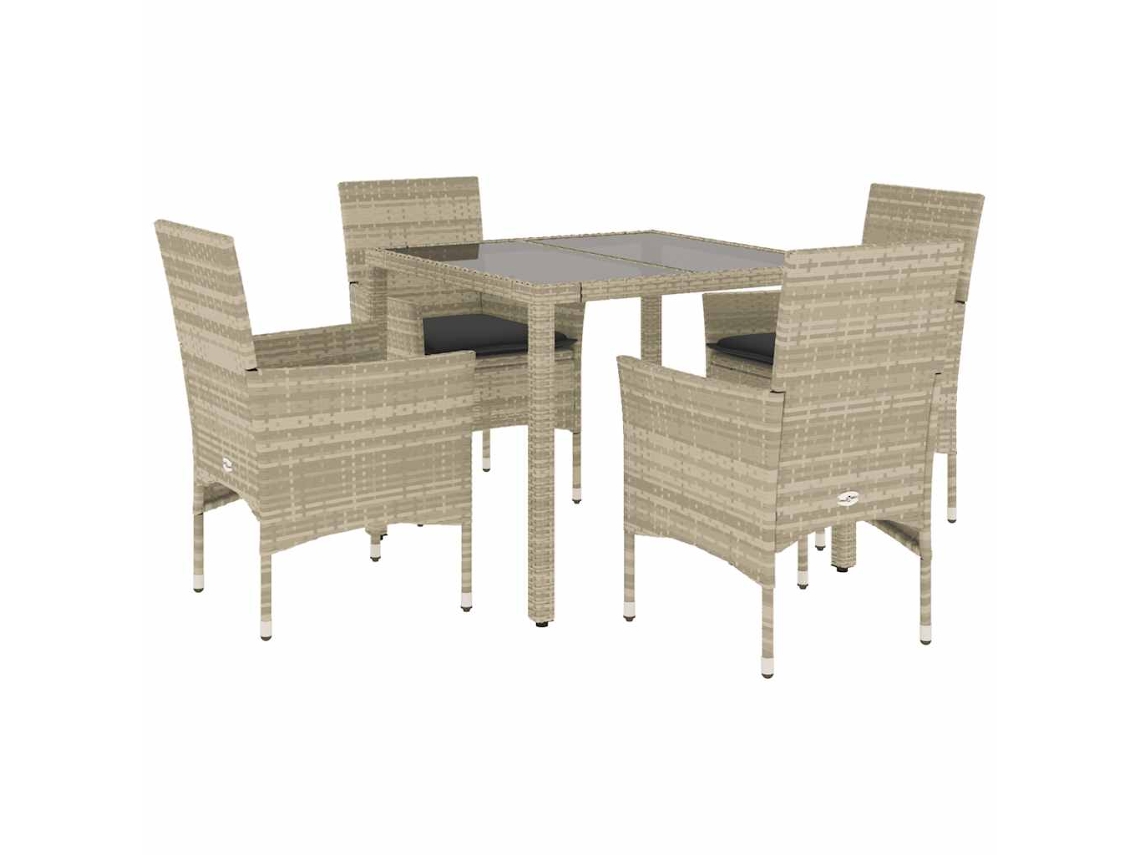 Conjunto de 5 Jantar Jardim com Almofadões Pe/vidro Cinza Claro MAISON EXCLUSIVE