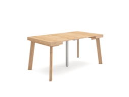 Mesa Consola Extensível, 160x90x73cm, Para 8 Pessoas, Pés De Madeira, Carvalho