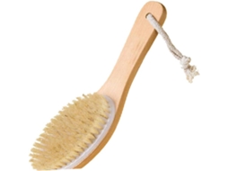 Escova De Banho Madeira Healeved Com Cerdas Naturais Médias, Cabo Curvo E Cordão Para Esfoliação Massagem Do Corpo Das