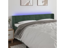 Cama com Cabeceira Luzes Led PANGSHIYUAN Madeira Veludo Verde (183x16x78)
