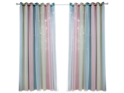 Cortina Blackout Para Quarto, Cortina À Prova De Som, Isolamento Térmico, Cortinas Opacas Estampadas (134 X 160 Cm), Arco-íris