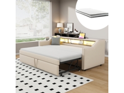 Sofá-cama 90/180x190 Led Usb Ripas 2 Colchões Bege