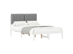 Estrutura de Cama com Cabeceira Estofada em Cinzento Claro MAISON EXCLUSIVE