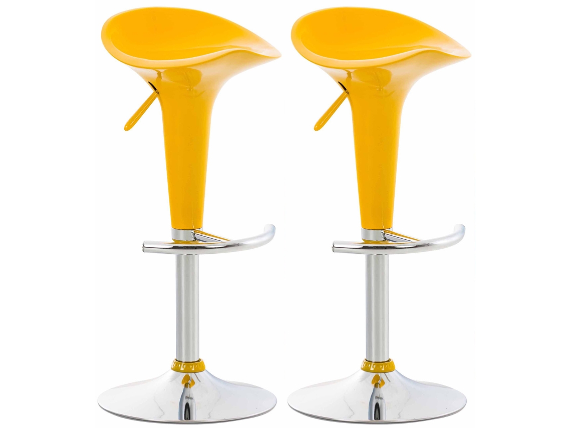 Conjunto de 2 bancos de bar em sela amarelo CLP