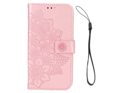 Capacarteira Para Iphone 13 Dourado Rosa Com Slot Cartões Suporte Em Couro Pu Flor Gravada Proteção Flip