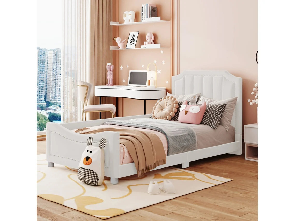 Sofa Cama 90x200cm Flanela Bege Multifuncional Com Apoios
