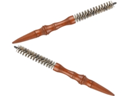 Conjunto Cabilock Com 2 Escovas Pequenas E Redondas De Madeira Cerdas Javali Para Barba Cabelo, Escova Multifuncional