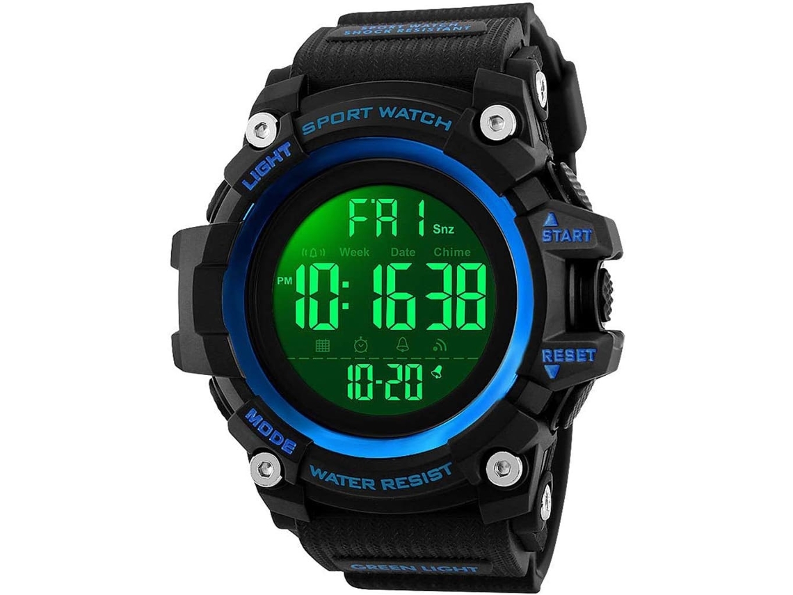 Lurelia Relógio Digital Desportivo, Visor Digital, Led, Cronómetro, Alarme, Data/calendário, 12/24h, Luminoso, Duplo Fuso/mostrador, 9,45 Polegadas