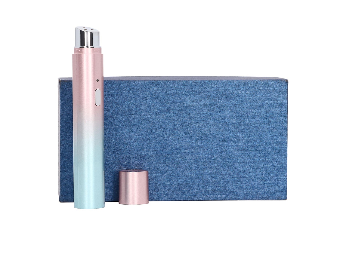 Massageador ocular com bateria de 500mAh, dimensões 134x21x21mm, cor degradê.
