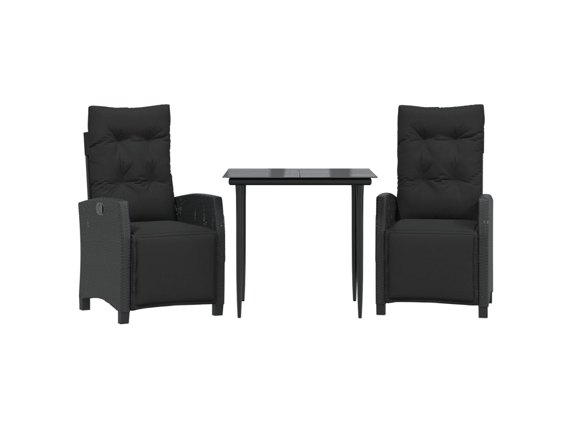 Garden Dining Set, Garden Dining Sets Vidaxl Preto Rattan / Vime (mesa Com 80 Cm De Comprimento)