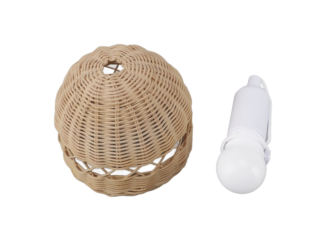 Lâmpada Pendente de Rattan Estilo Nórdico Moderno Tecido à Mão | S/MARCA