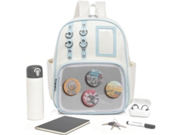 Mochila Organizadora Genérica De Pu Com Porta Crachá, Ideal Esportes, Viagens, Bagagem, Caminhadas, Quadrinhos