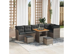 Vidaxl Conjunto De Sofá De Jardim 9 Unid. Cinzeto Vime Pe