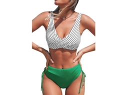 Traje De Bikini Para Mulher Two Piece Com Twist Front E Laços Laterais Tamanho L