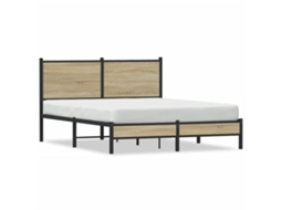 Bed Frame, Bed Frames Vidaxl Marrom Aço (150 X 200 Cm)