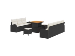 Maison Exclusive - Conjunto De Sofá De Jardim Com Almofada 10 Pcs Preto E Creme