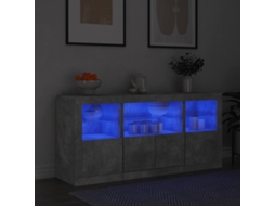 Vidaxl Aparador Com Luzes Led 142,5x37x67 Cm Cinzento Cimento