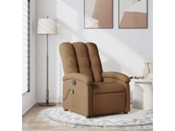Vidaxl Poltrona De Massagens Reclinável Tecido Castanho